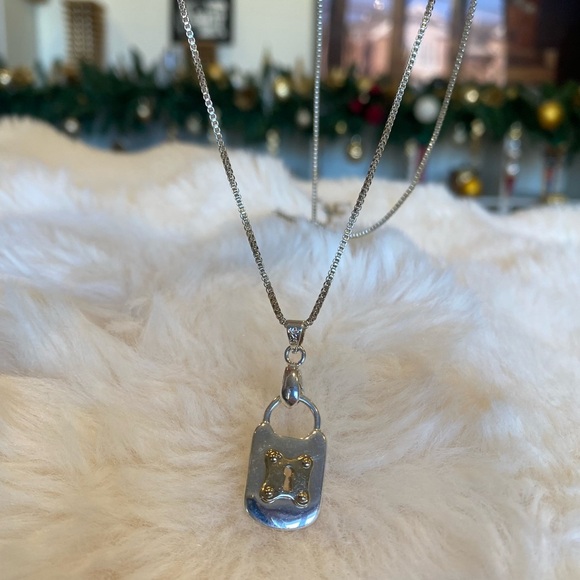 Lock heart sterling Silver Pendant Necklace 22 inch - Picture 3 of 8